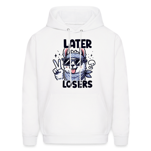 Llama says Later Losers Hoodie - white