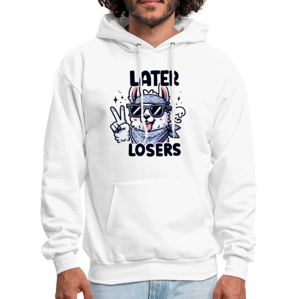 Llama says Later Losers Hoodie - white