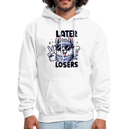 Llama says Later Losers Hoodie - white