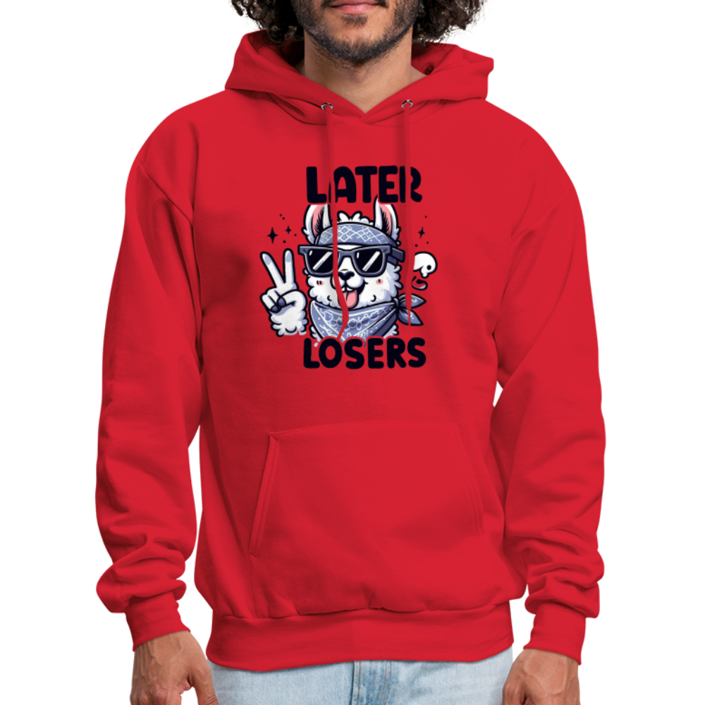 Llama says Later Losers Hoodie - red