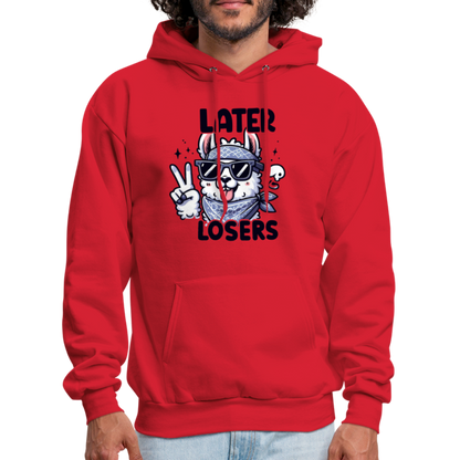 Llama says Later Losers Hoodie - red