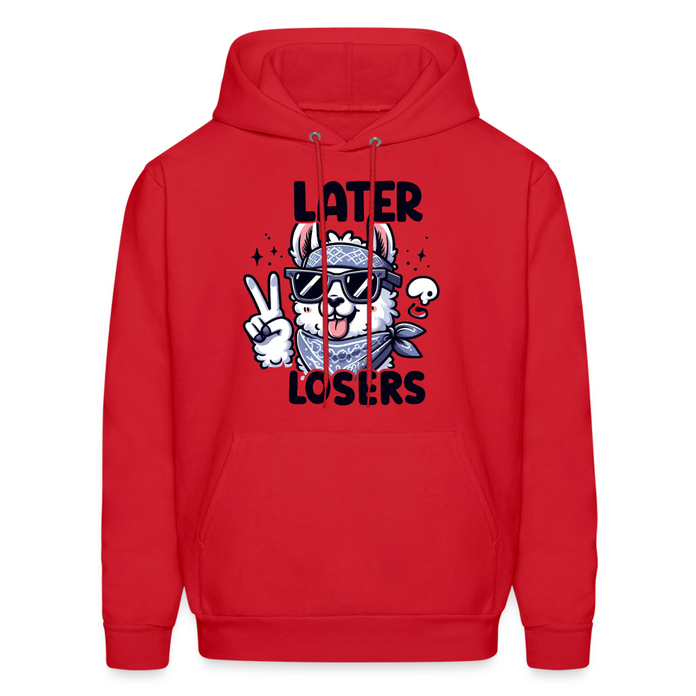 Llama says Later Losers Hoodie - red