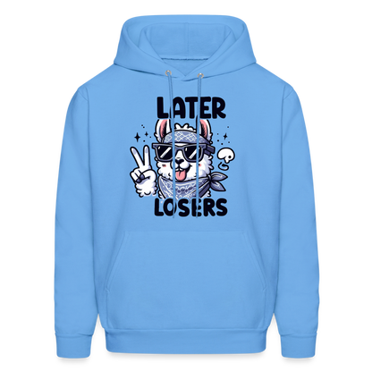 Llama says Later Losers Hoodie - carolina blue