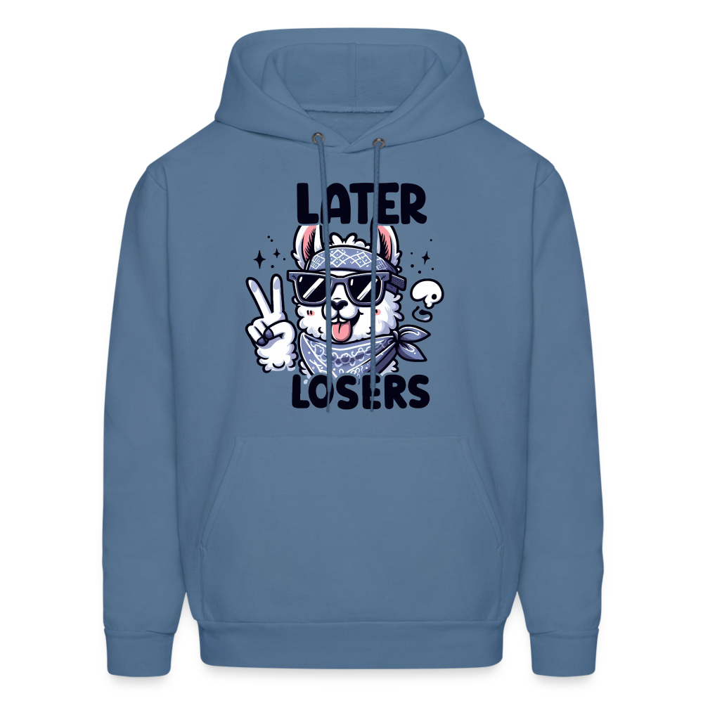 Llama says Later Losers Hoodie - denim blue