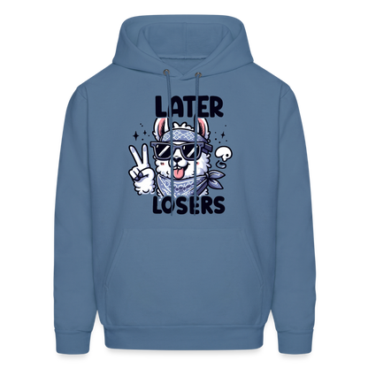 Llama says Later Losers Hoodie - denim blue