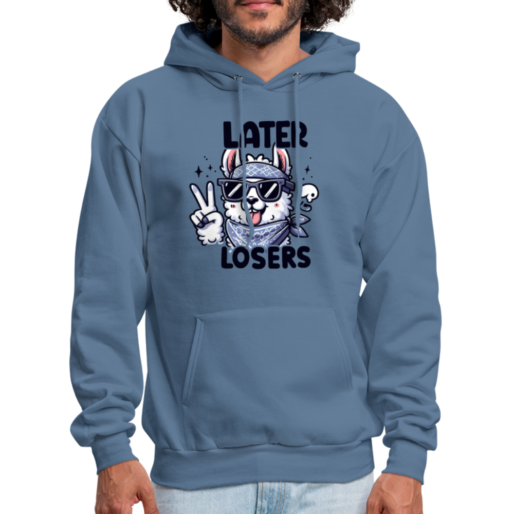 Llama says Later Losers Hoodie - denim blue