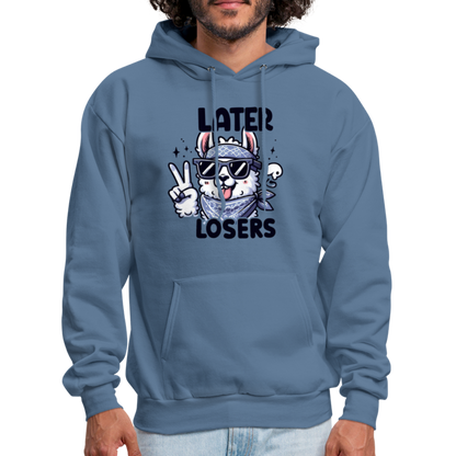 Llama says Later Losers Hoodie - denim blue