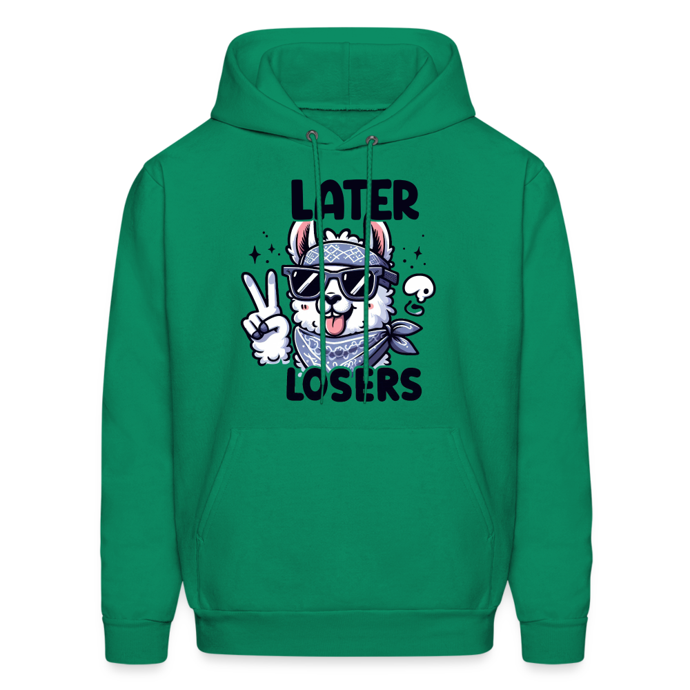 Llama says Later Losers Hoodie - kelly green