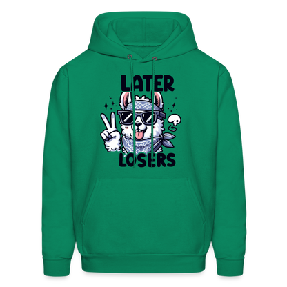 Llama says Later Losers Hoodie - kelly green