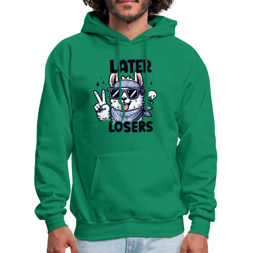 Llama says Later Losers Hoodie - kelly green