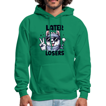 Llama says Later Losers Hoodie - kelly green