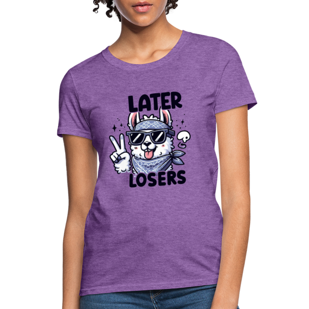 Llama says Later Losers Women's Contoured T-Shirt - purple heather