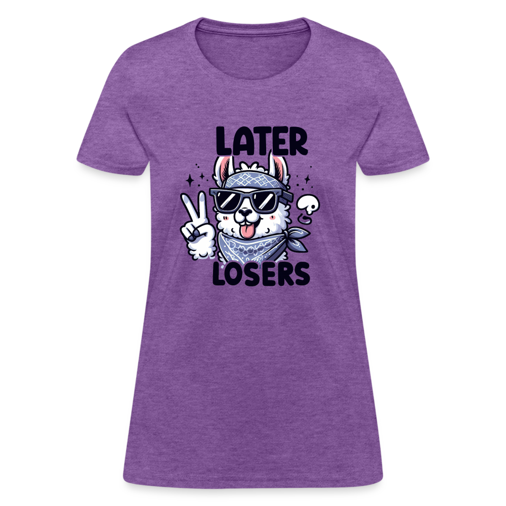 Llama says Later Losers Women's Contoured T-Shirt - purple heather