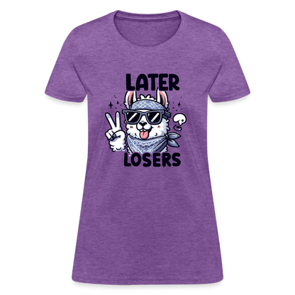 Llama says Later Losers Women's Contoured T-Shirt - purple heather