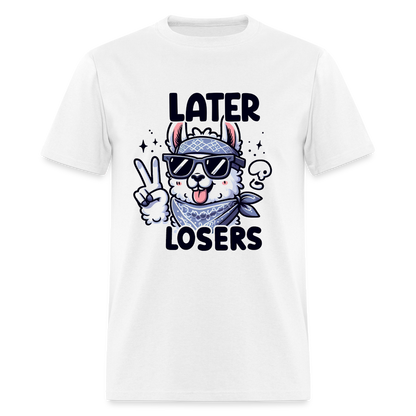 Llama says Later Losers T-Shirt - white