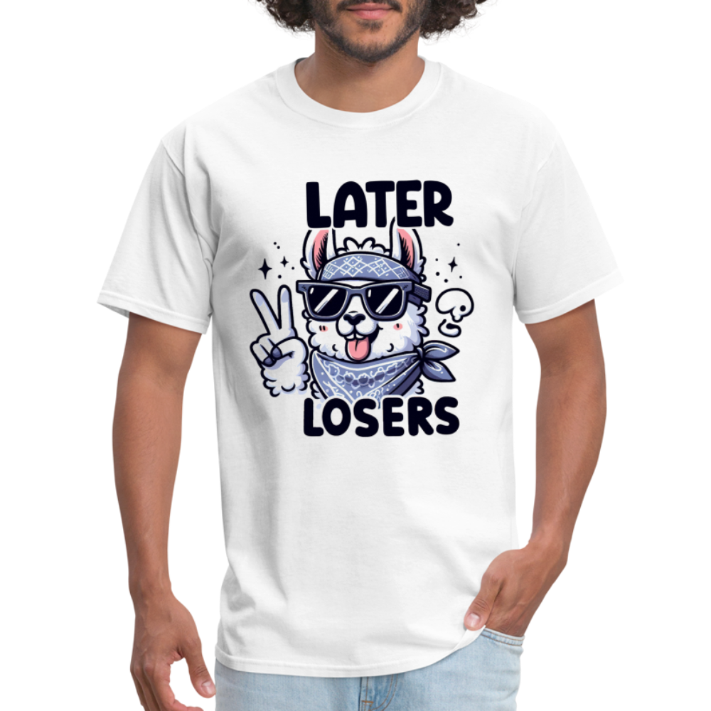 Llama says Later Losers T-Shirt - white