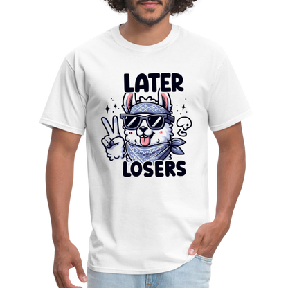 Llama says Later Losers T-Shirt - white