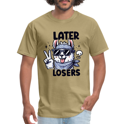 Llama says Later Losers T-Shirt - khaki