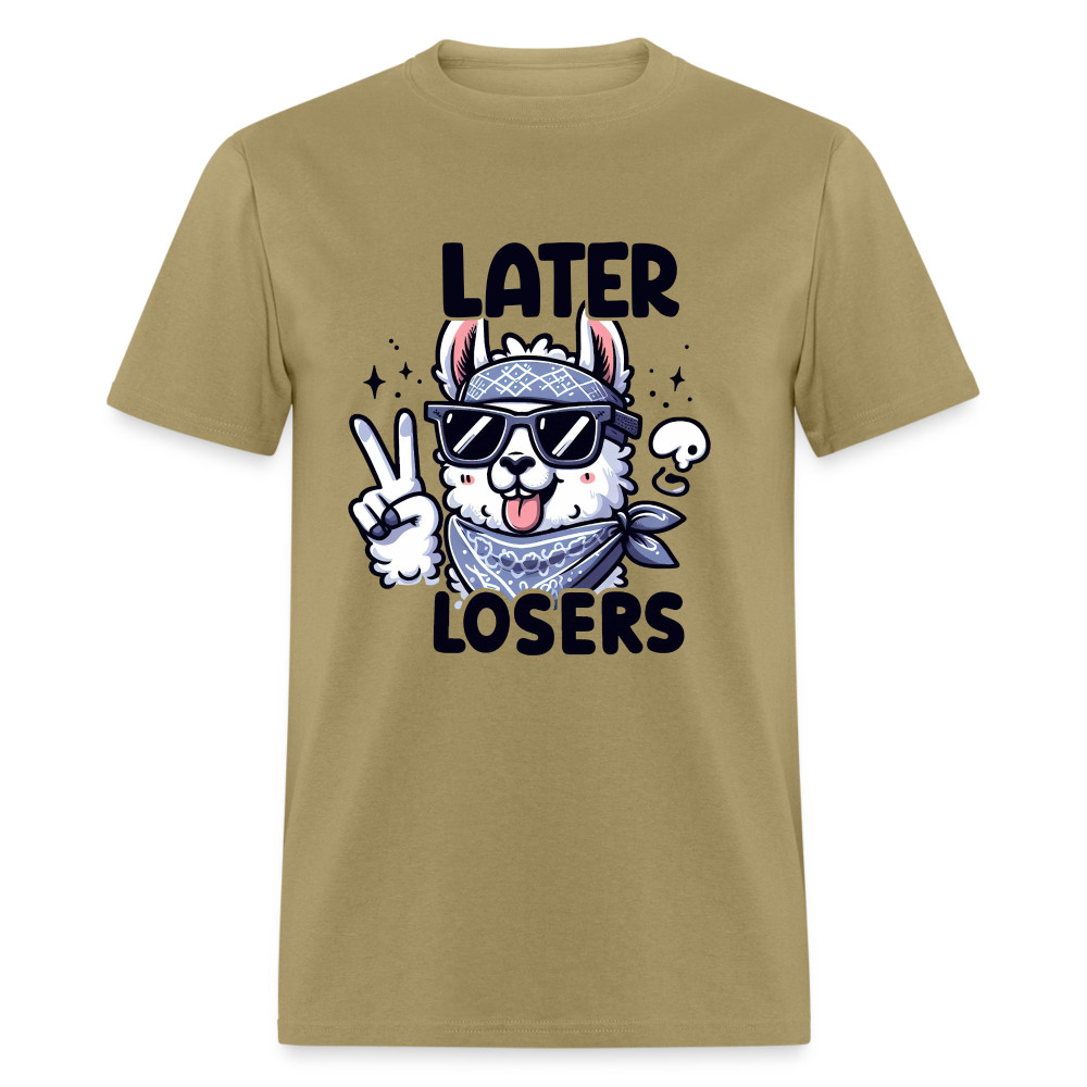 Llama says Later Losers T-Shirt - khaki