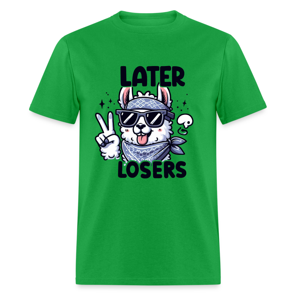 Llama says Later Losers T-Shirt - bright green