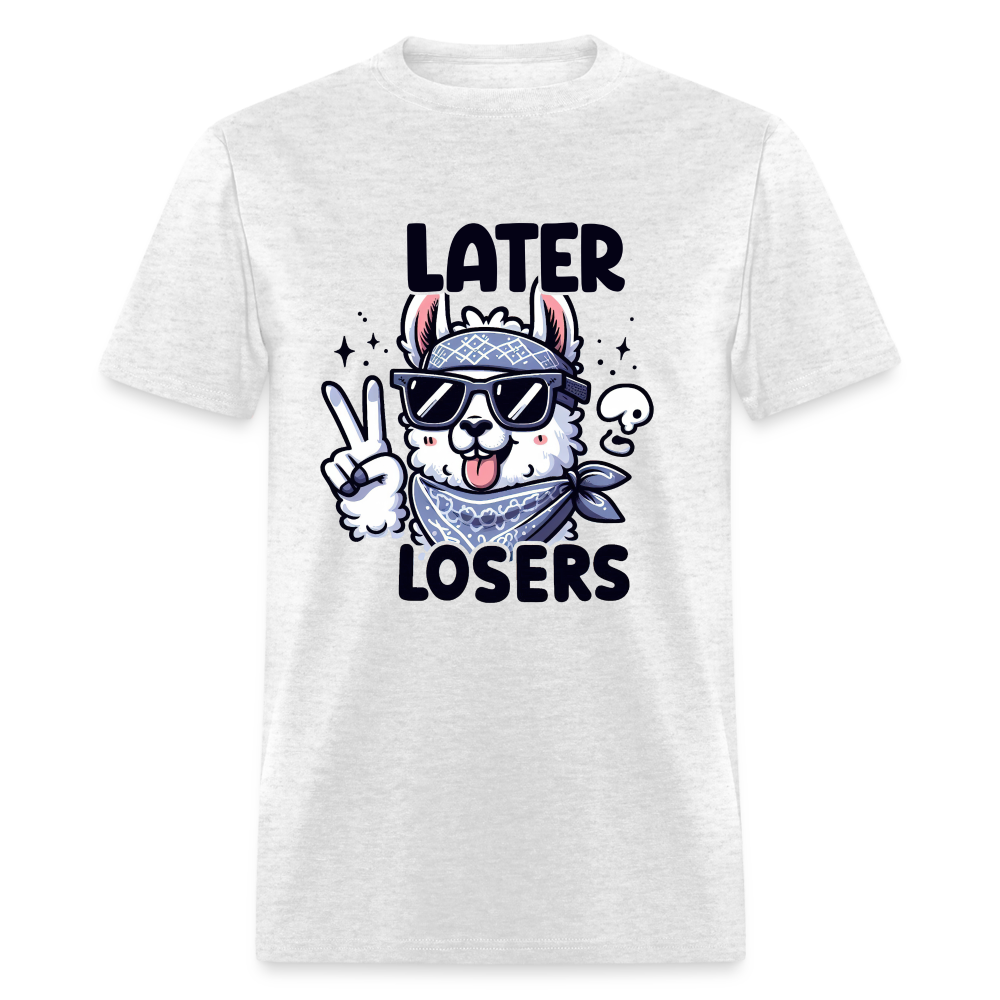 Llama says Later Losers T-Shirt - light heather gray