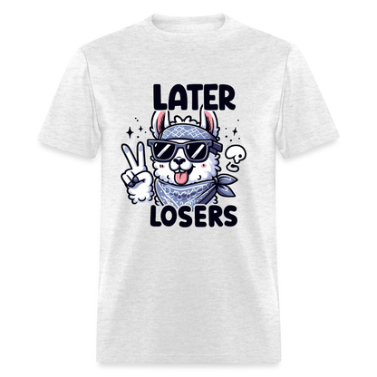 Llama says Later Losers T-Shirt - light heather gray