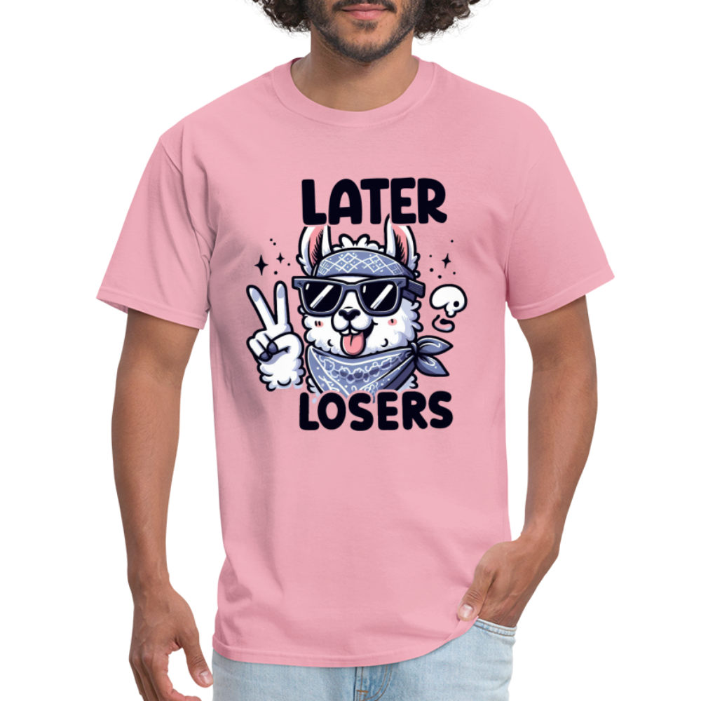 Llama says Later Losers T-Shirt - pink