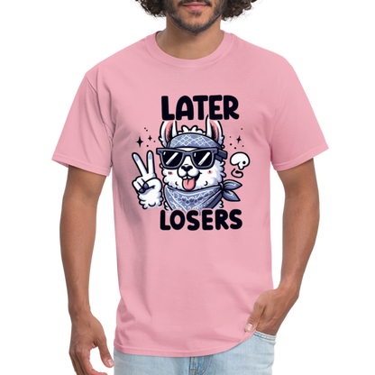 Llama says Later Losers T-Shirt - pink