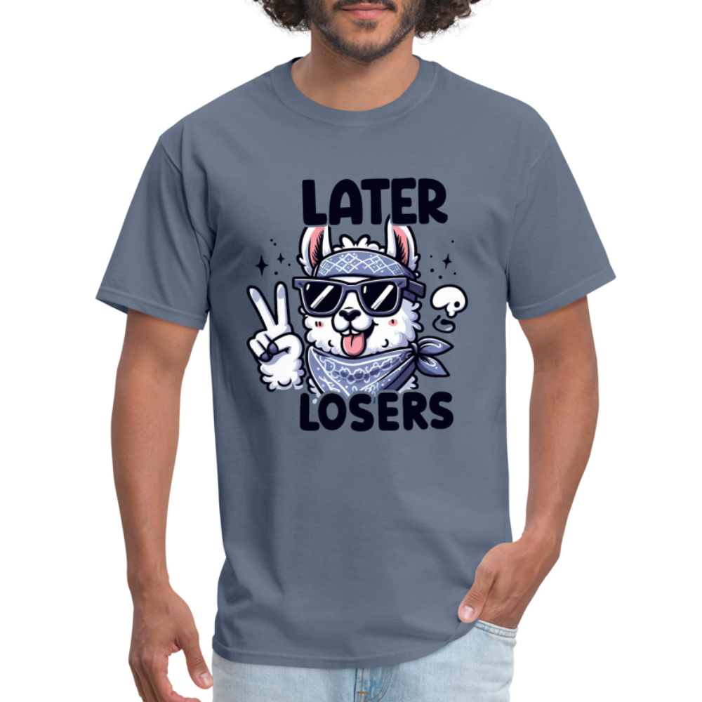 Llama says Later Losers T-Shirt - denim