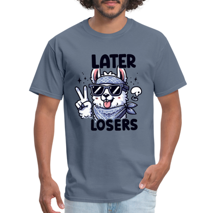 Llama says Later Losers T-Shirt - denim