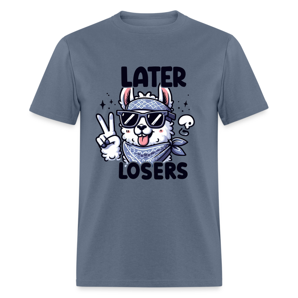 Llama says Later Losers T-Shirt - denim