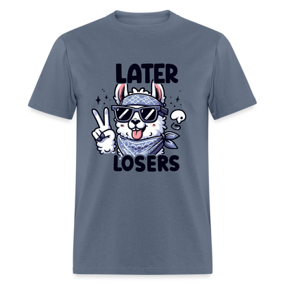 Llama says Later Losers T-Shirt - denim