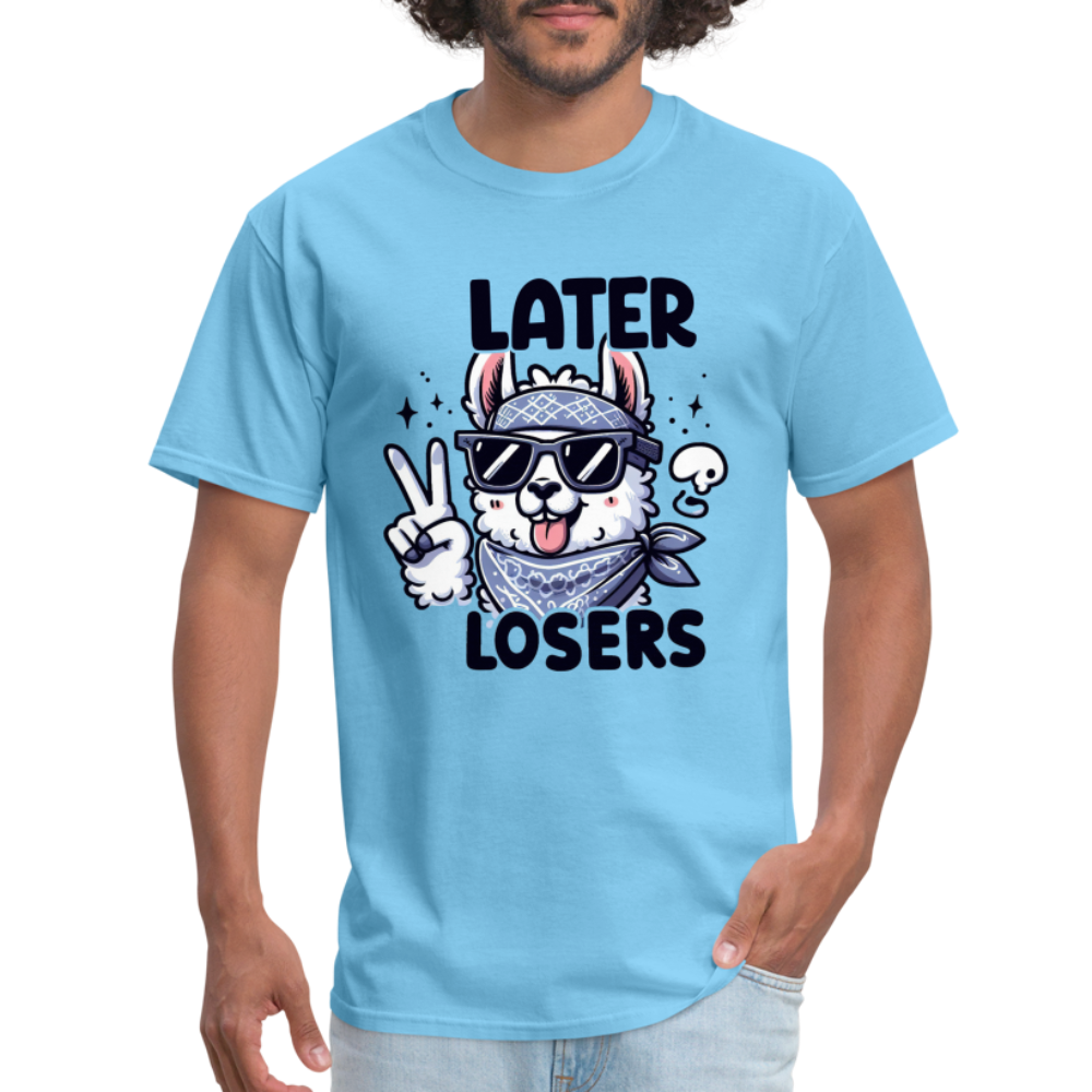 Llama says Later Losers T-Shirt - aquatic blue