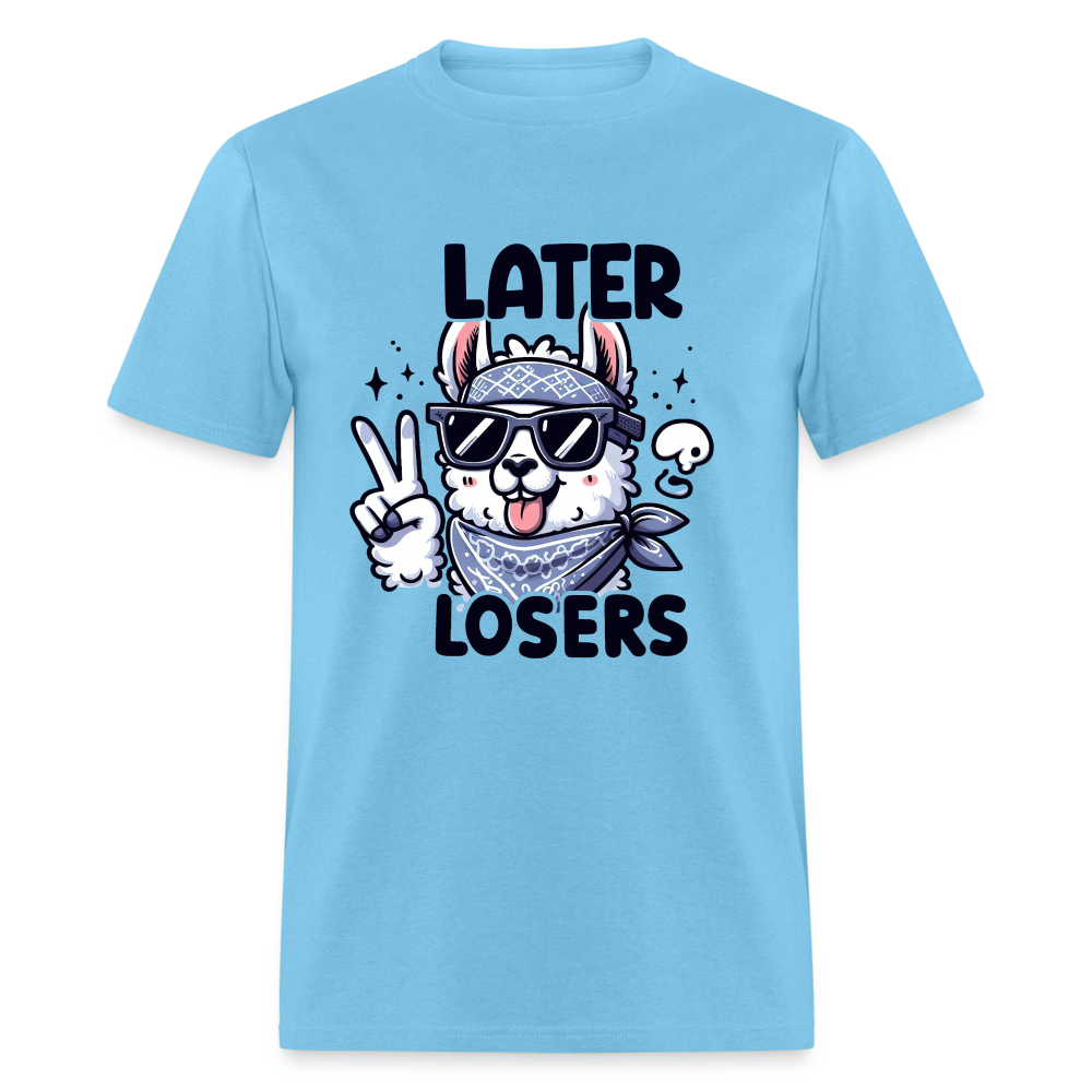 Llama says Later Losers T-Shirt - aquatic blue