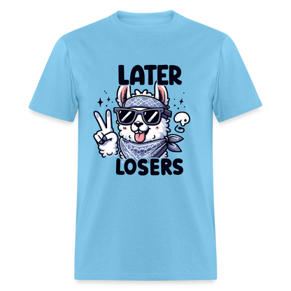 Llama says Later Losers T-Shirt - aquatic blue