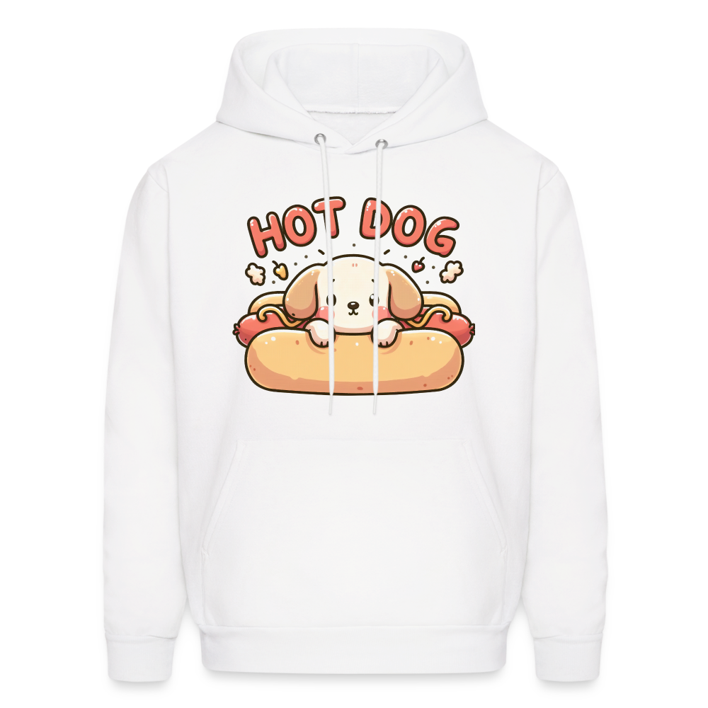 Hot Dog Hoodie with Cute Puppy inside Hot Dog Bun - white