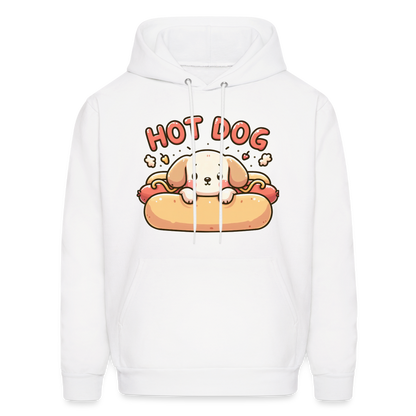 Hot Dog Hoodie with Cute Puppy inside Hot Dog Bun - white