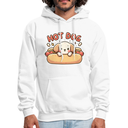 Hot Dog Hoodie with Cute Puppy inside Hot Dog Bun - white