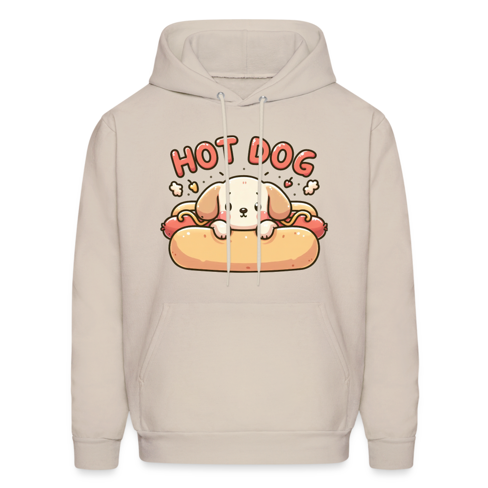 Hot Dog Hoodie with Cute Puppy inside Hot Dog Bun - Sand