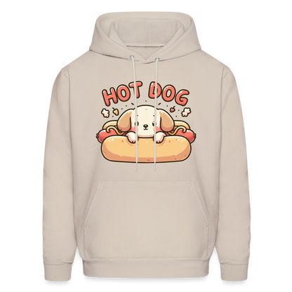 Hot Dog Hoodie with Cute Puppy inside Hot Dog Bun - Sand