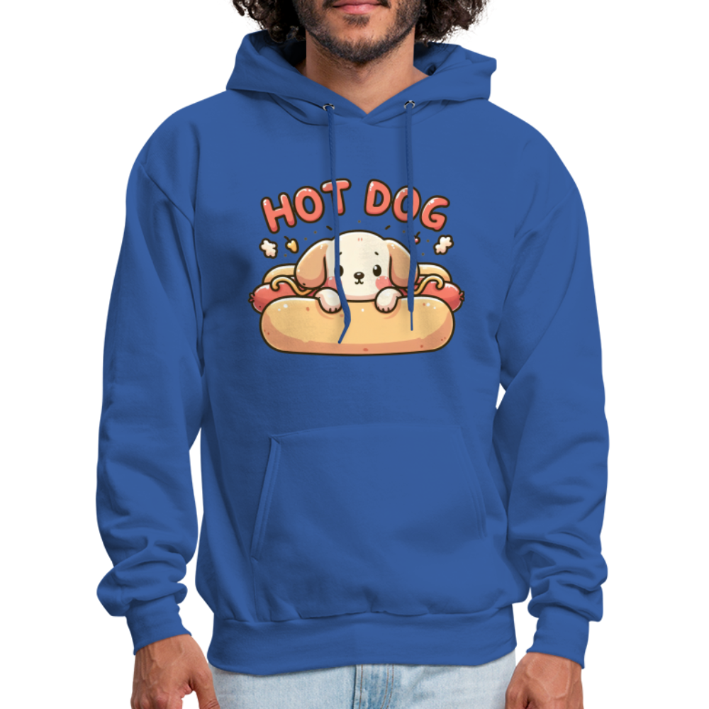 Hot Dog Hoodie with Cute Puppy inside Hot Dog Bun - royal blue