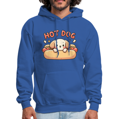 Hot Dog Hoodie with Cute Puppy inside Hot Dog Bun - royal blue