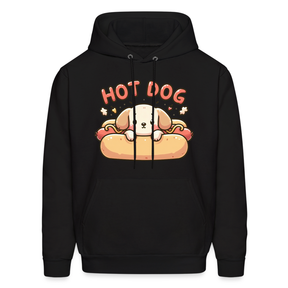 Hot Dog Hoodie with Cute Puppy inside Hot Dog Bun - black