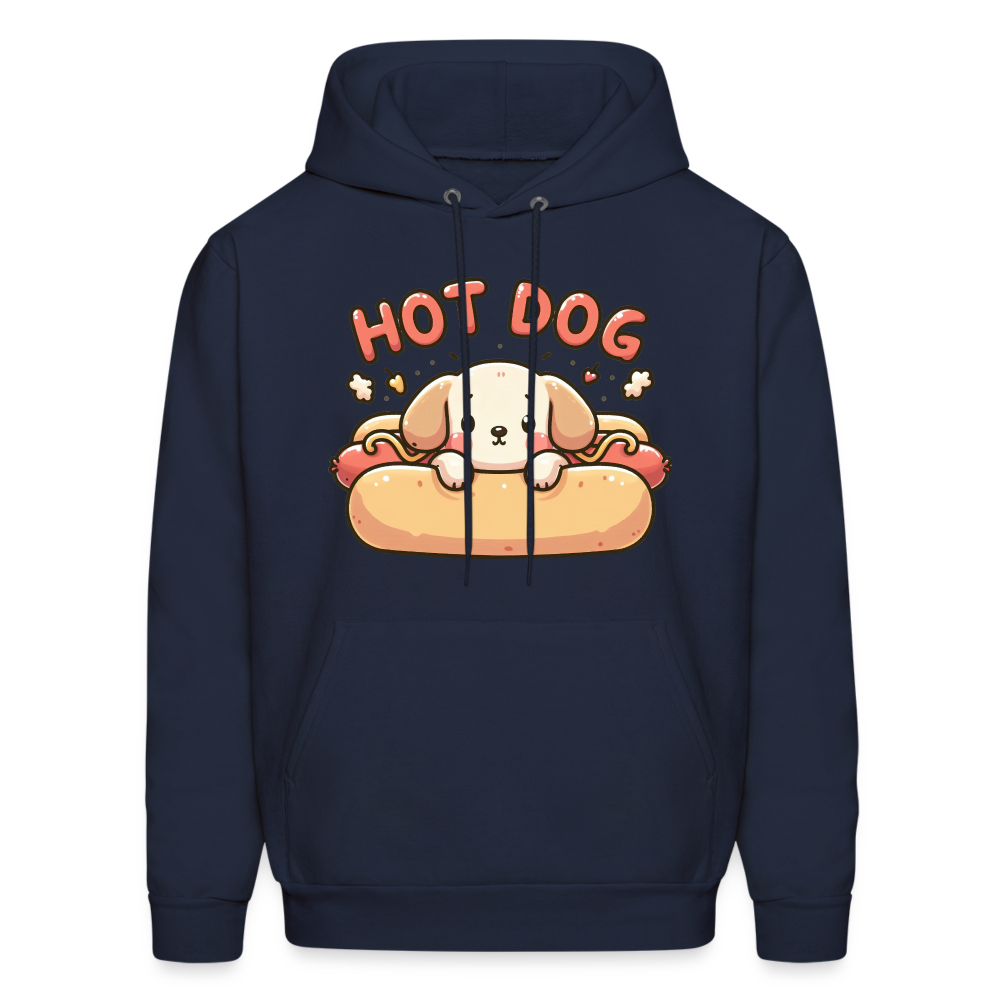 Hot Dog Hoodie with Cute Puppy inside Hot Dog Bun - navy