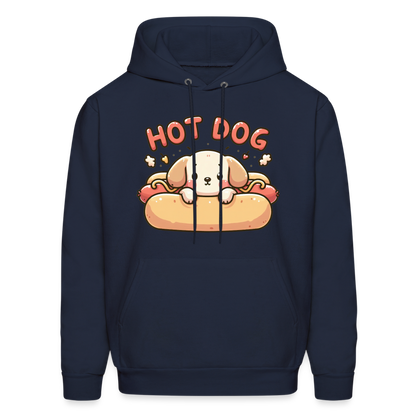 Hot Dog Hoodie with Cute Puppy inside Hot Dog Bun - navy