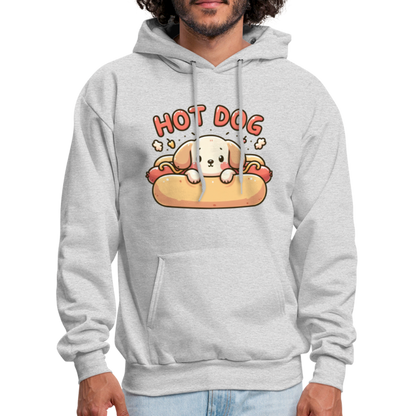 Hot Dog Hoodie with Cute Puppy inside Hot Dog Bun - ash 