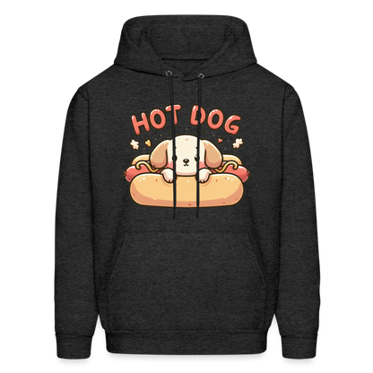 Hot Dog Hoodie with Cute Puppy inside Hot Dog Bun - charcoal grey