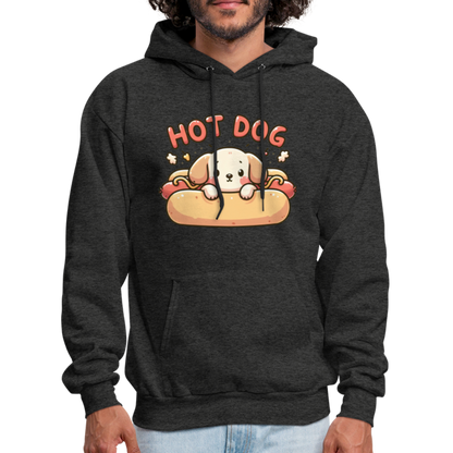 Hot Dog Hoodie with Cute Puppy inside Hot Dog Bun - charcoal grey