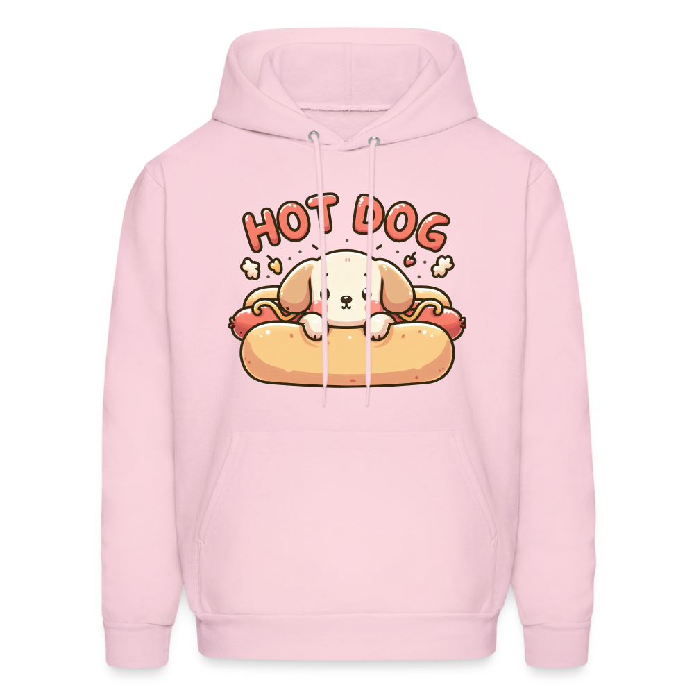 Hot Dog Hoodie with Cute Puppy inside Hot Dog Bun - pale pink