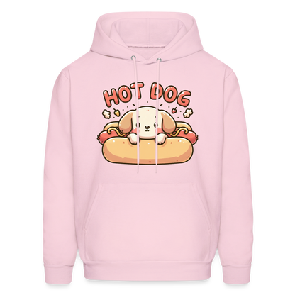 Hot Dog Hoodie with Cute Puppy inside Hot Dog Bun - pale pink